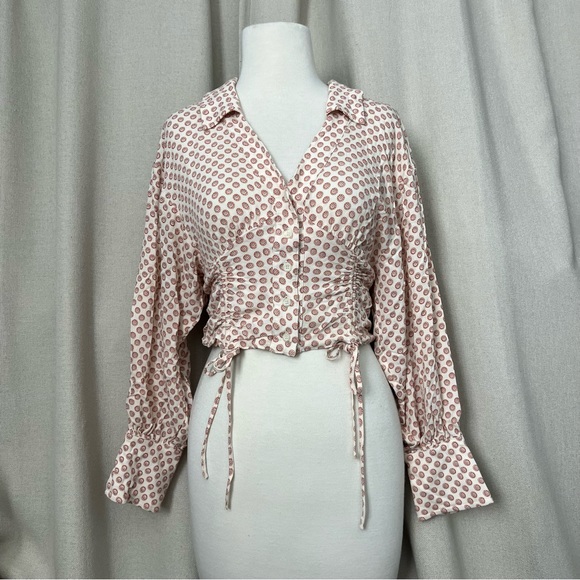 FREE PEOPLE Boho Cropped Button Down Indian Print Shirt - Picture 2 of 16